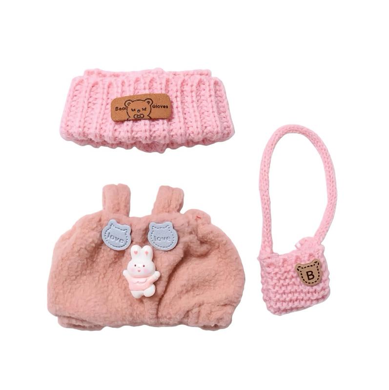 【YIWU&BUBU】Mini Doll Outfit (No Doll) – Hat & Overalls Set, Designer-Inspired Suit for 17cm Collectible Figure Dress-Up