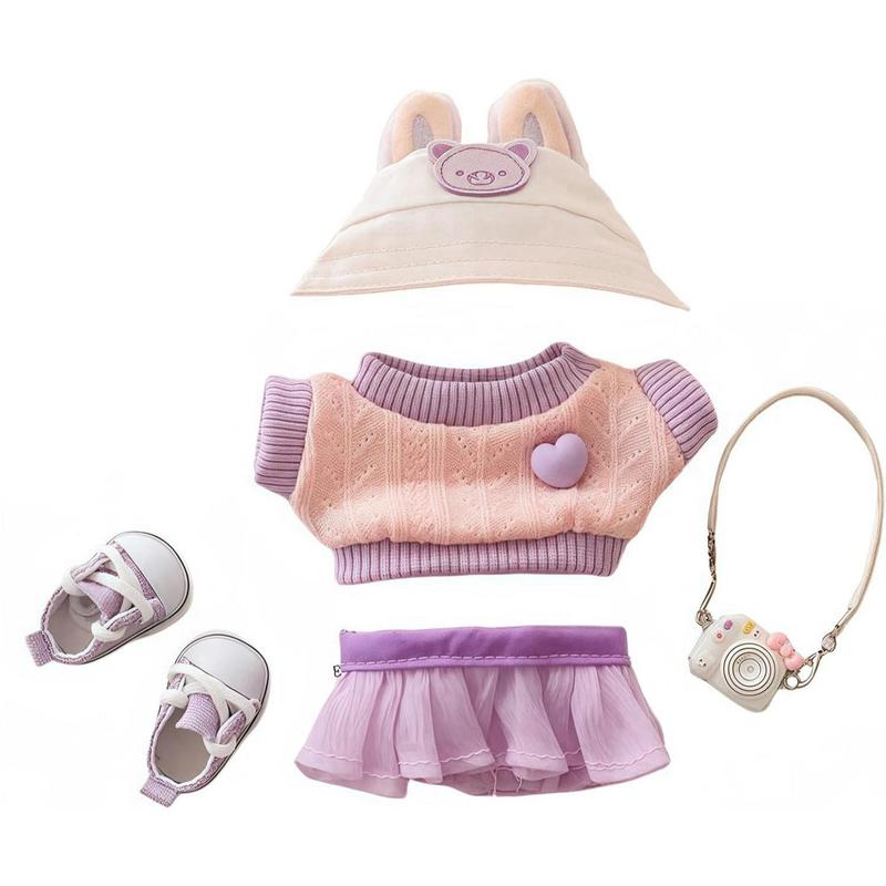 【YIWU&BUBU】Mini Doll Outfit (No Doll) – Hat & Overalls Set, Designer-Inspired Suit for 17cm Collectible Figure Dress-Up