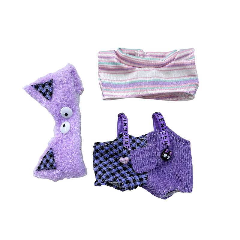 【YIWU&BUBU】Mini Doll Outfit (No Doll) – Hat & Overalls Set, Designer-Inspired Suit for 17cm Collectible Figure Dress-Up