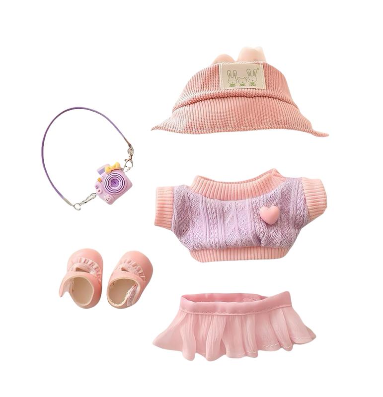 【YIWU&BUBU】Mini Doll Outfit (No Doll) – Hat & Overalls Set, Designer-Inspired Suit for 17cm Collectible Figure Dress-Up