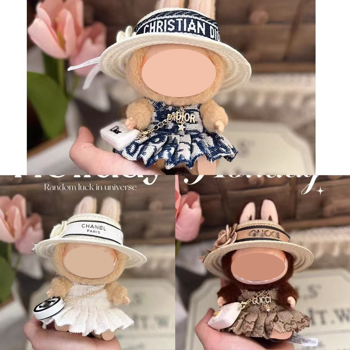 【YIWU&BUBU】15cm bubu Clothes Second Generation Blind Box Pendant Vinyl bubu Sitting Party Hat Doll Clothes