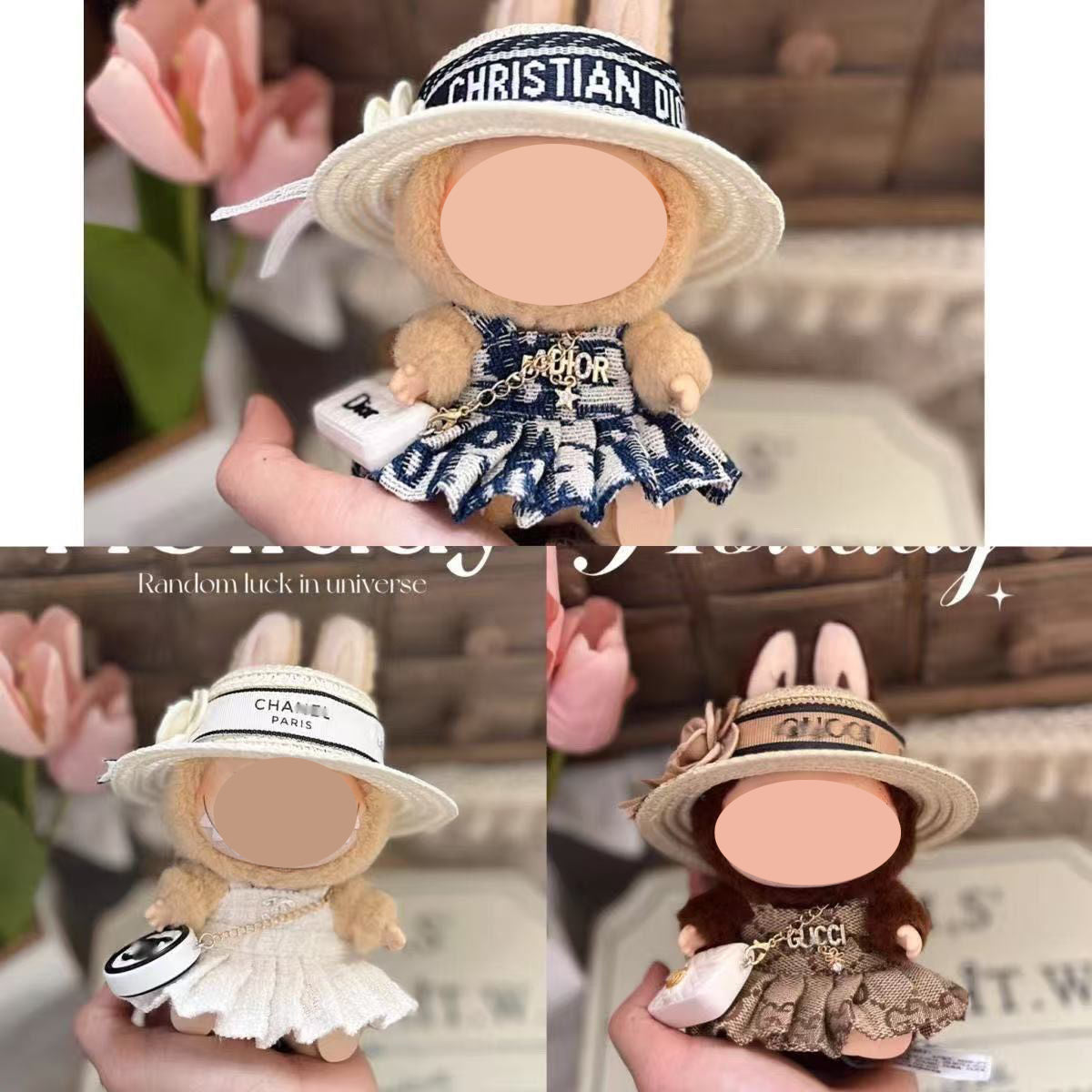 【YIWU&BUBU】15cm bubu Clothes Second Generation Blind Box Pendant Vinyl bubu Sitting Party Hat Doll Clothes