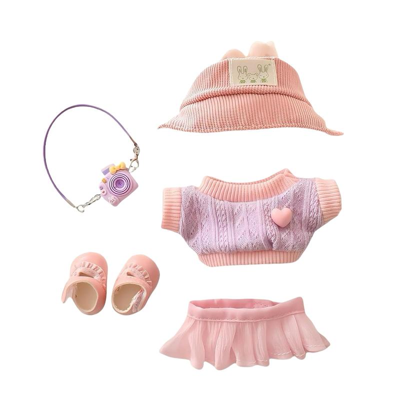 【YIWU&BUBU】Mini Doll Outfit (No Doll) – Hat & Overalls Set, Designer-Inspired Suit for 17cm Collectible Figure Dress-Up